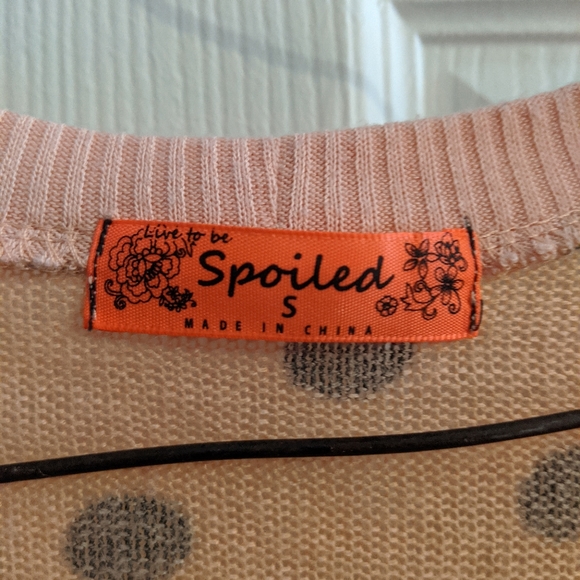 Spoiled Polka Dot and Floral Lace Trim Cardigan - Picture 3 of 7